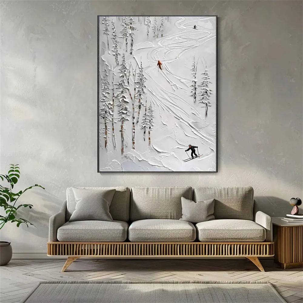 Skiing Sport Textured Wall Art #MS039