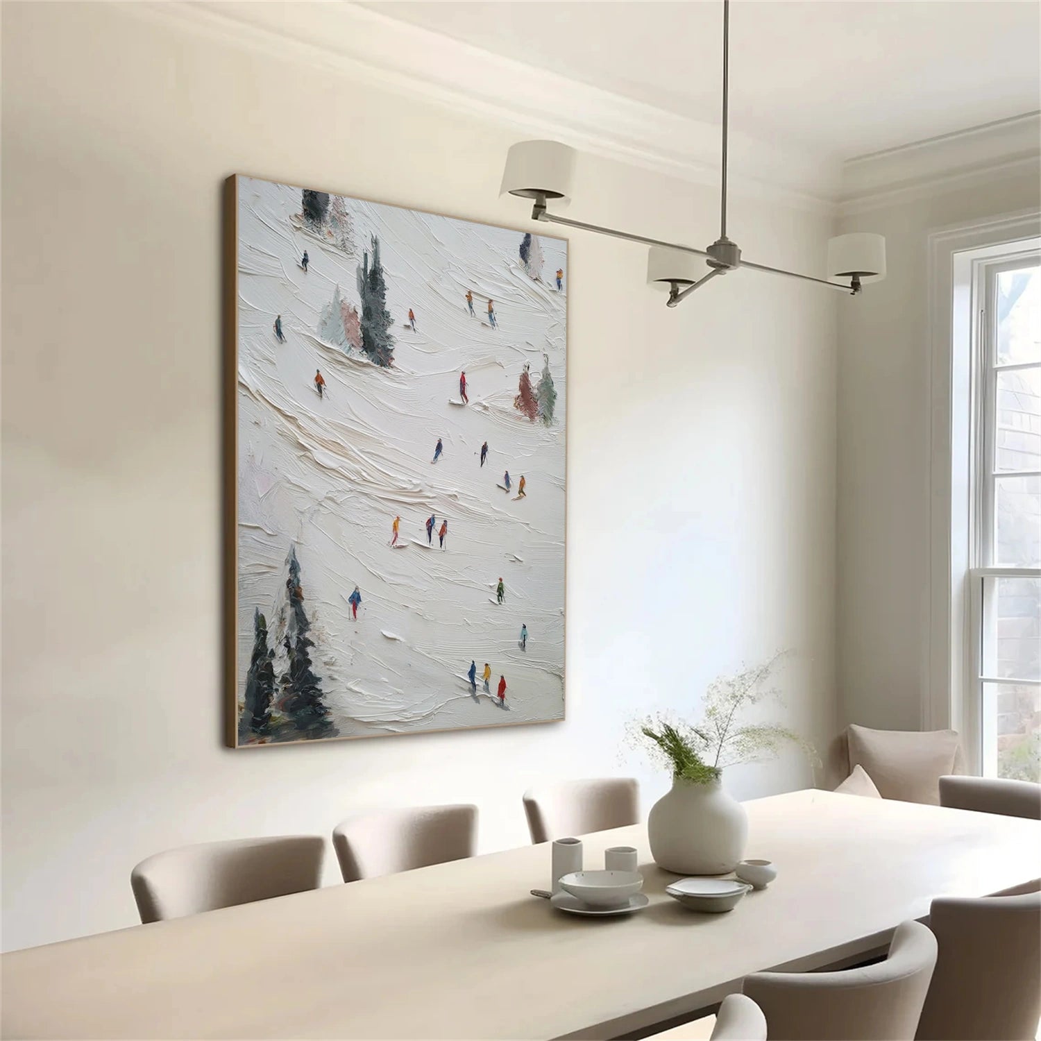 Skiing Sport Textured Wall Art #MS086