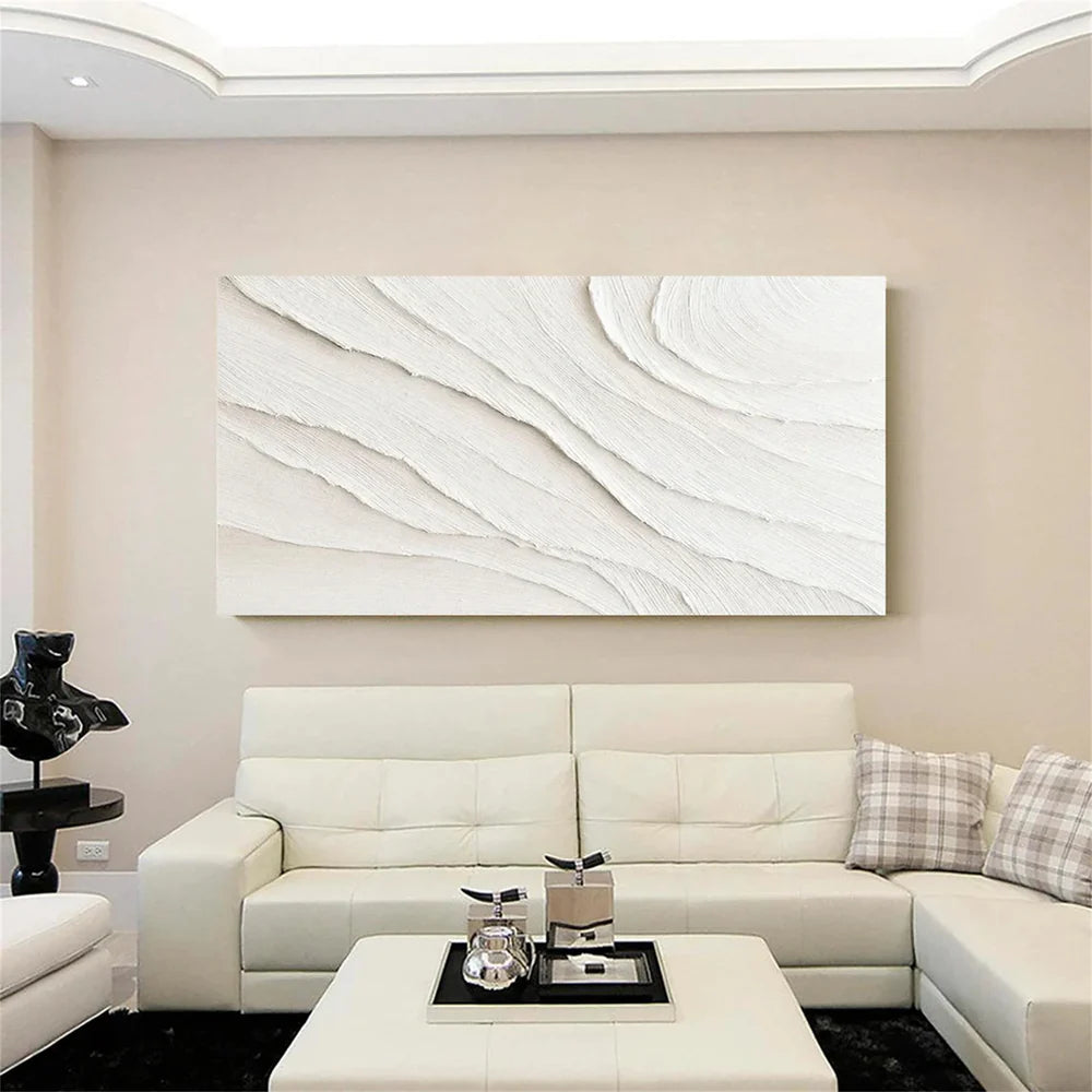 White Minimalist Textured Canvas #MT073