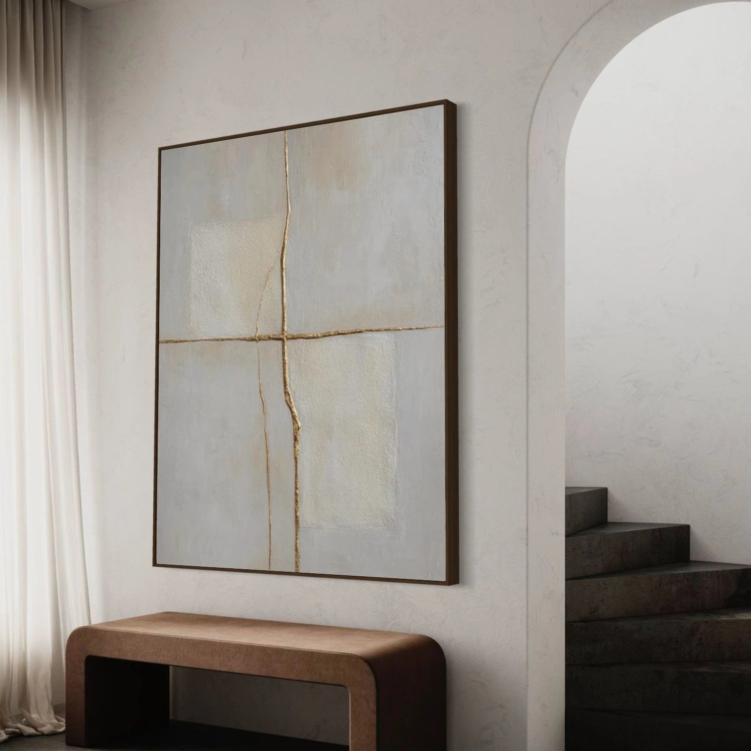 Gray Minimalist Textured Canvas Art #MT193