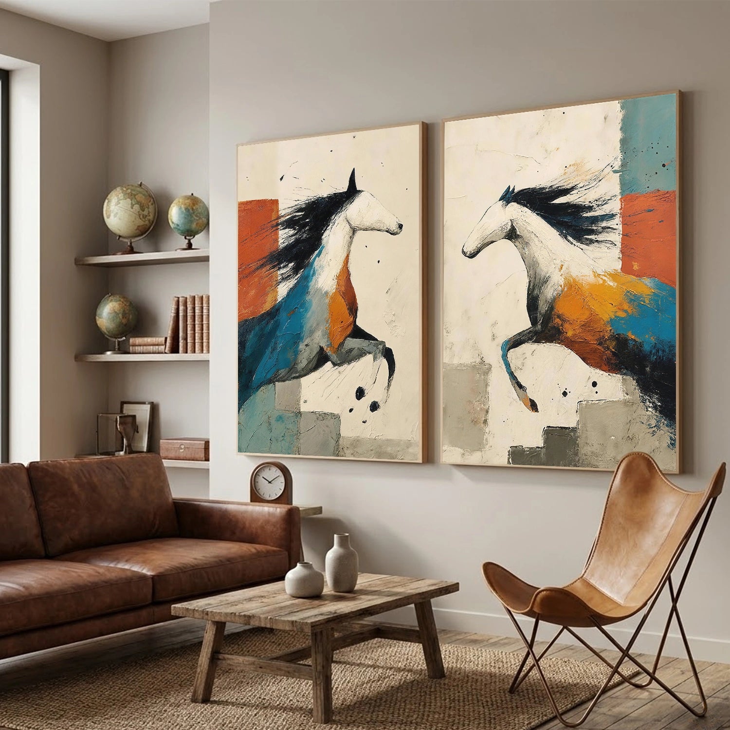 Abstract Animal Horse Wall Art Set of 2 #AC135