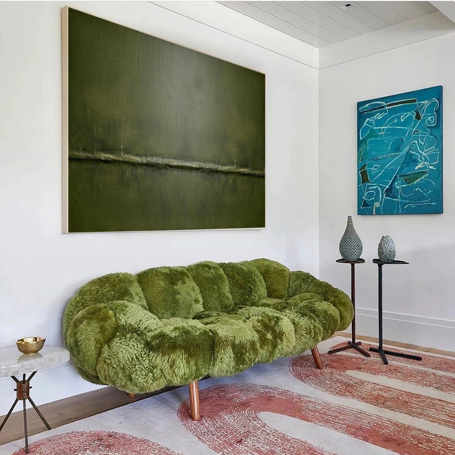 Green Minimalist Textured Canvas Art #MT158