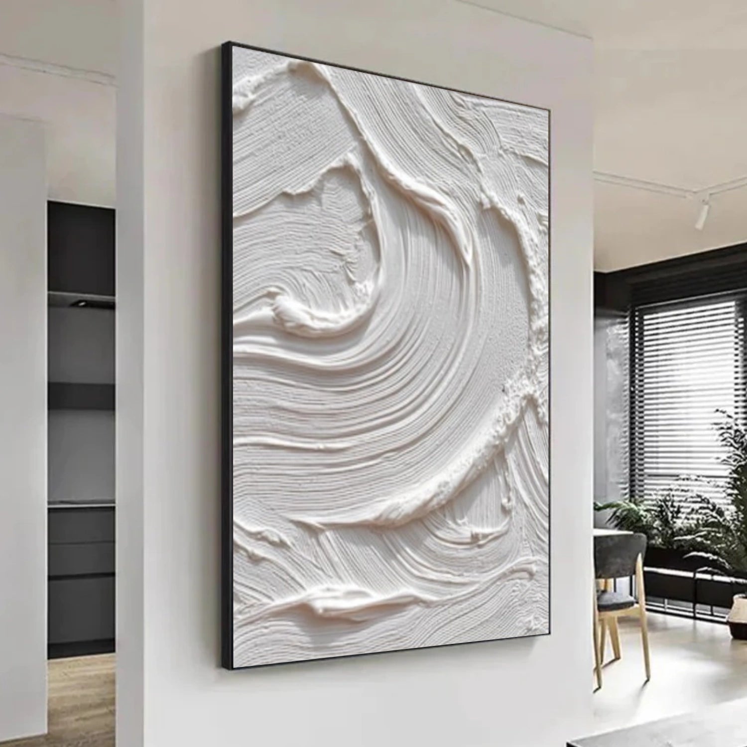White Minimalist Textured Canvas Art #MT201