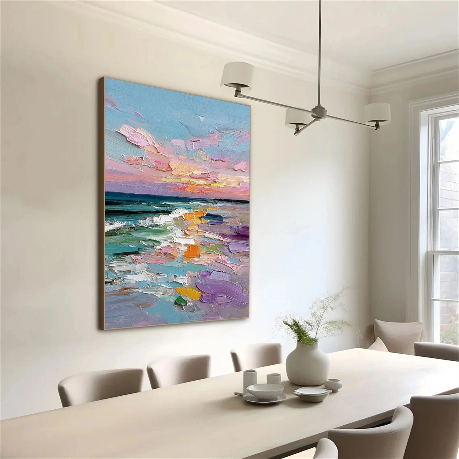 Colorful Ocean And Sky Abstract Textured Wall Art #OS149