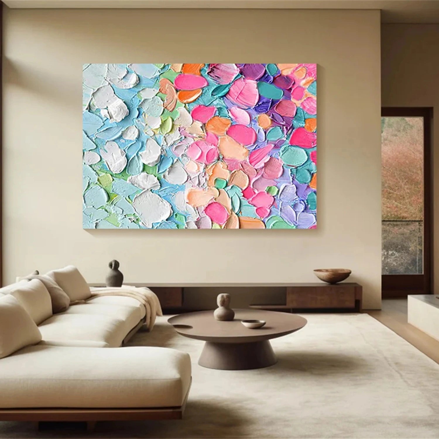 Colorful Abstract Textured Painting Canvas #AT075