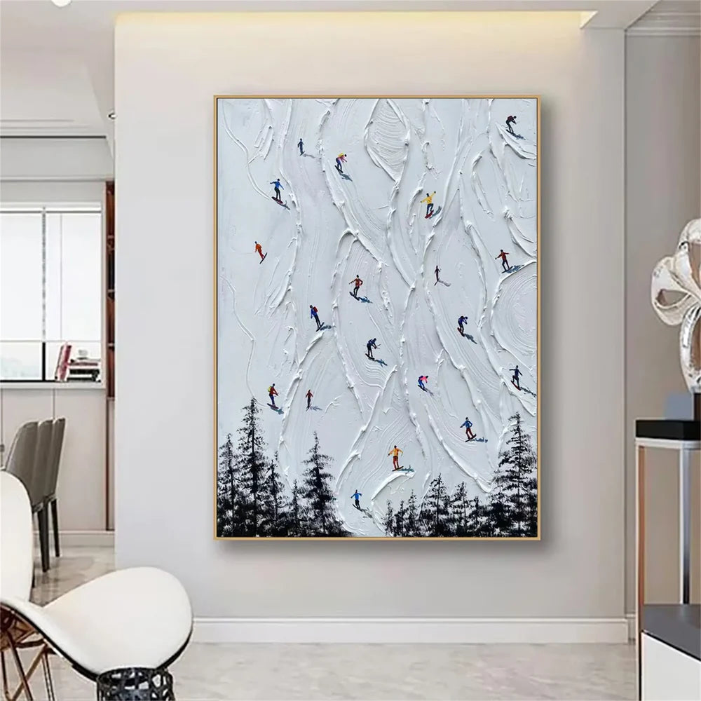 Skiing Sport Textured Wall Art #MS019