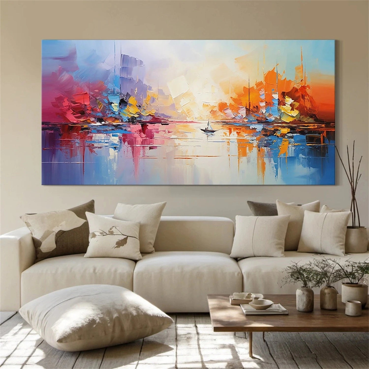 Colorful Abstract Textured Painting Canvas #AT085