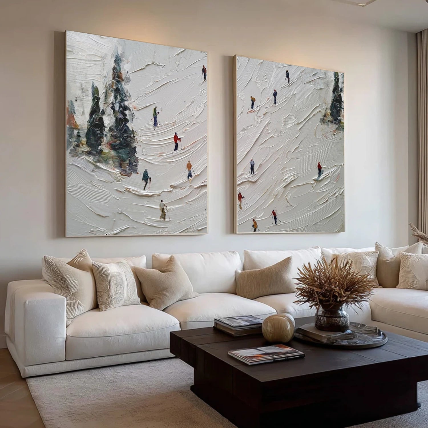 Skiing Sport Textured Wall Art Set of 2 #MS089