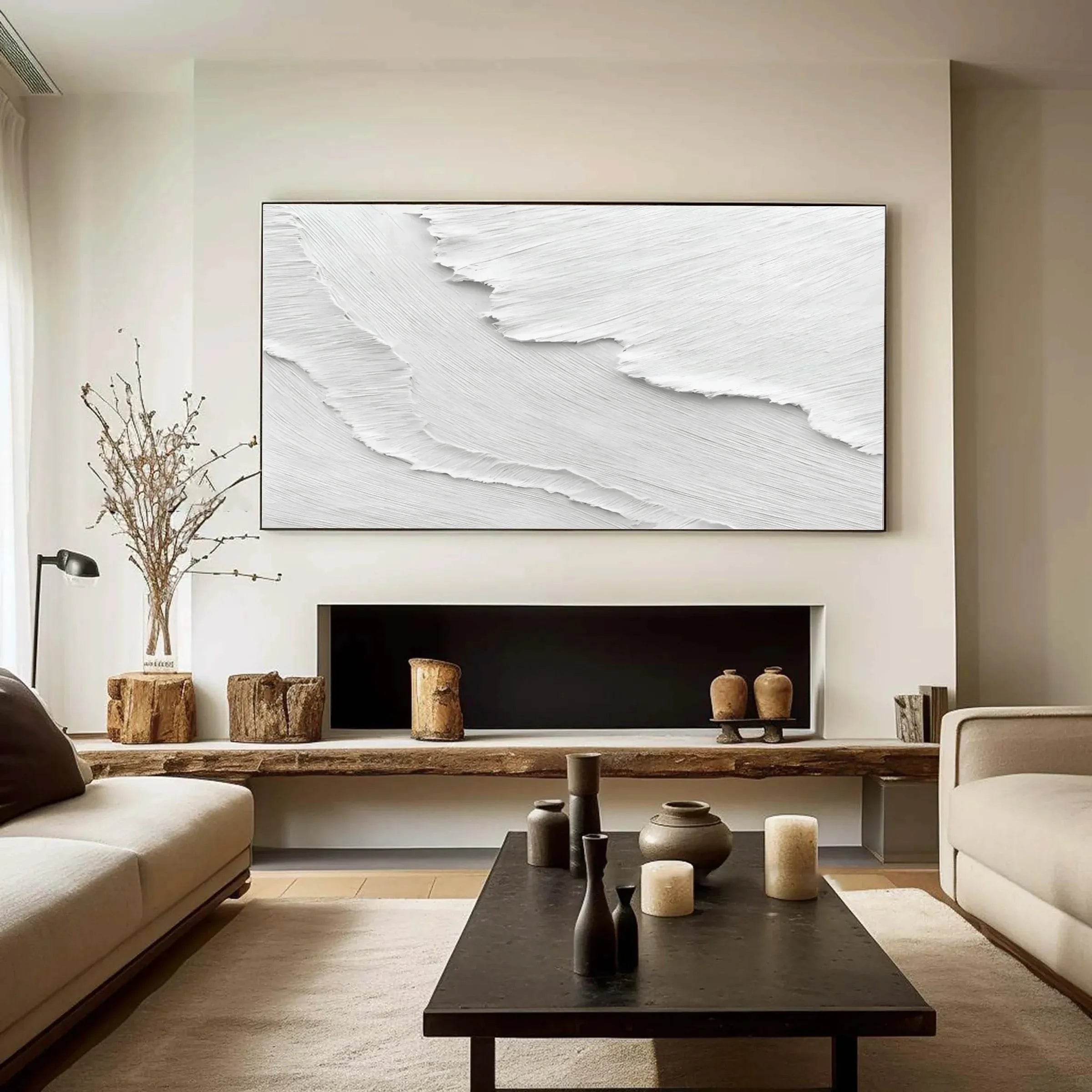 White Minimalist Textured Canvas #MT055