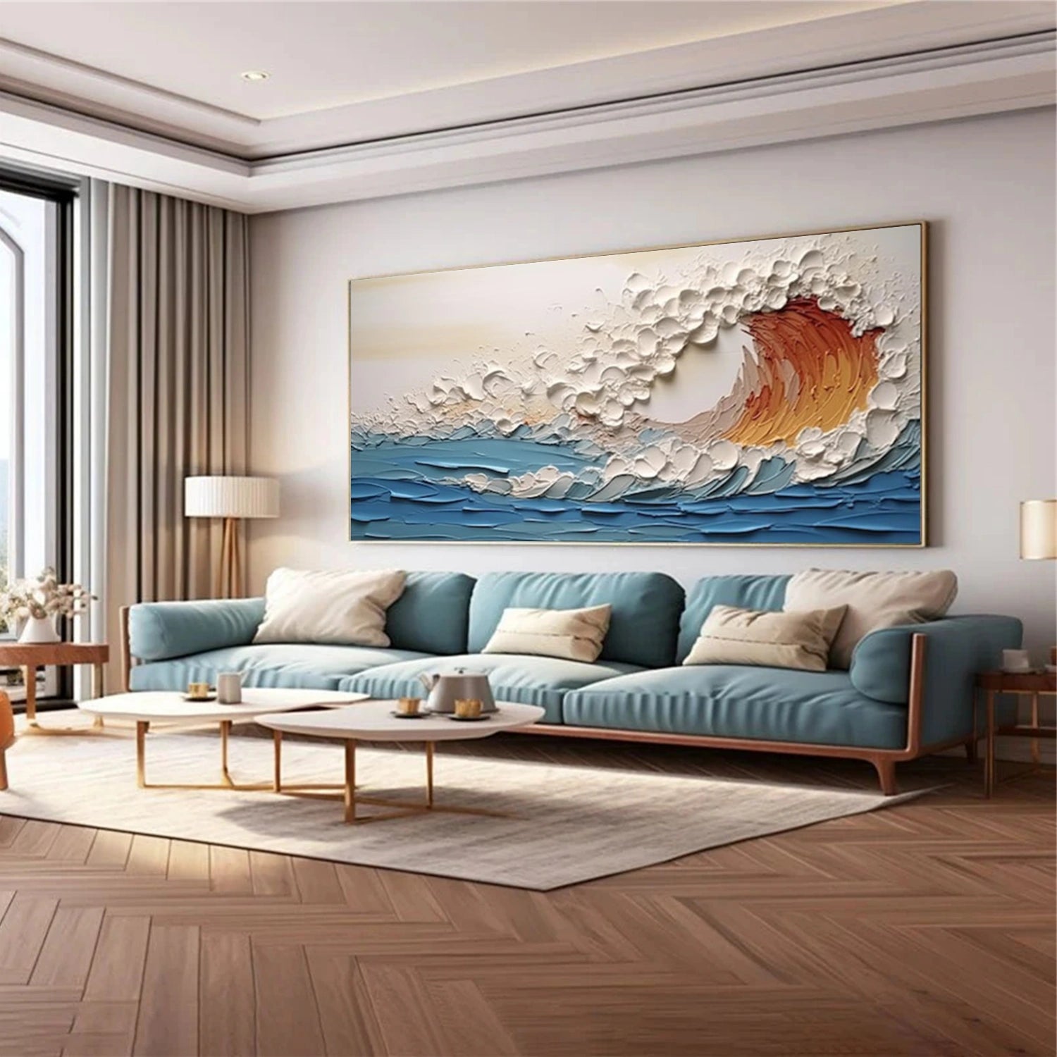 Ocean And Sky Abstract Textured Wall Art #OS114