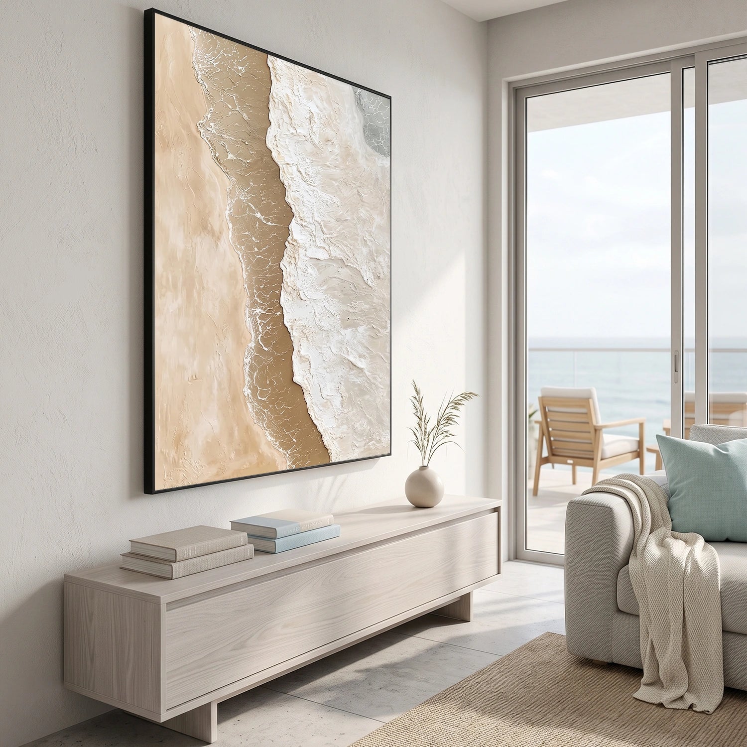 Ocean And Sky Abstract Textured Wall Art #OS167