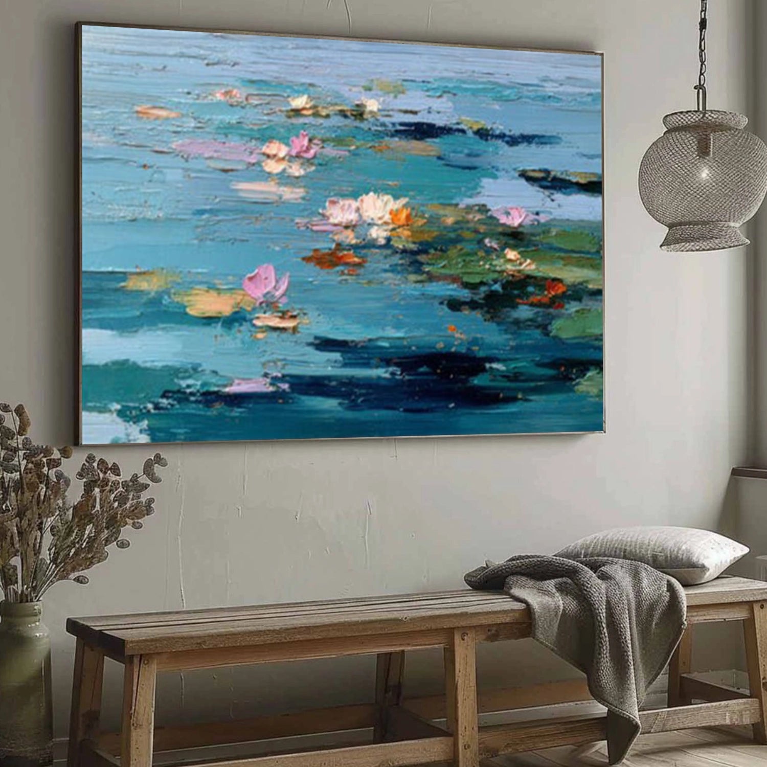 Flower And Tree Textured Painting Canvas #FT010