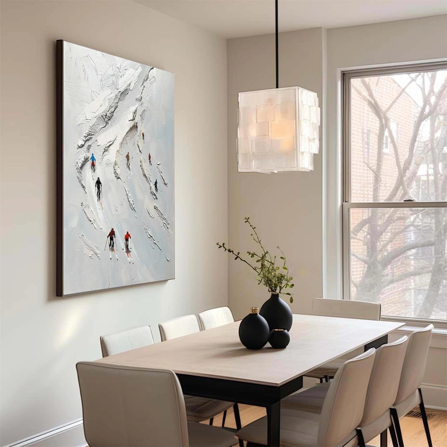 Skiing Sport Textured Wall Art #MS065