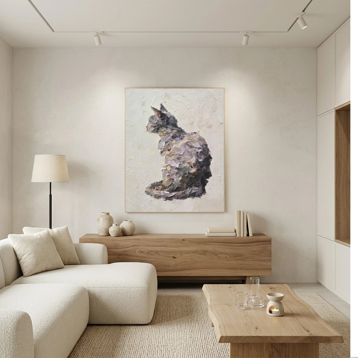 Abstract Animal Cat Textured Wall Art #AC119