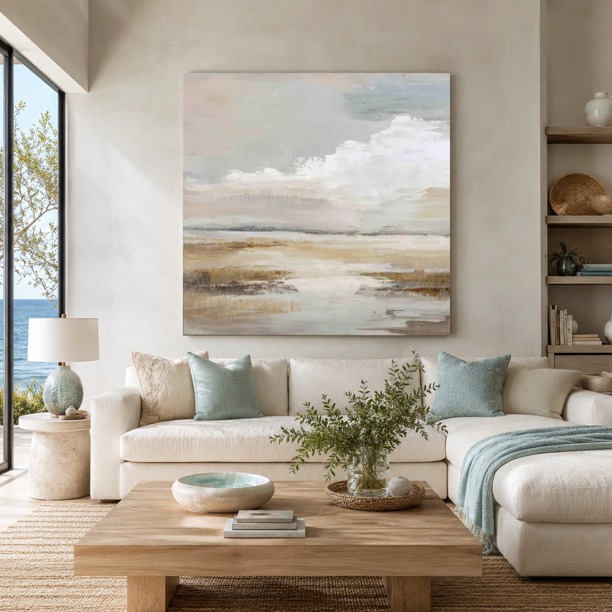 Ocean And Sky Abstract Wall Art #OS245