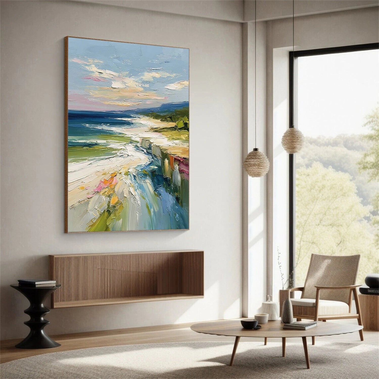 Ocean And Sky Abstract Textured Wall Art #OS148