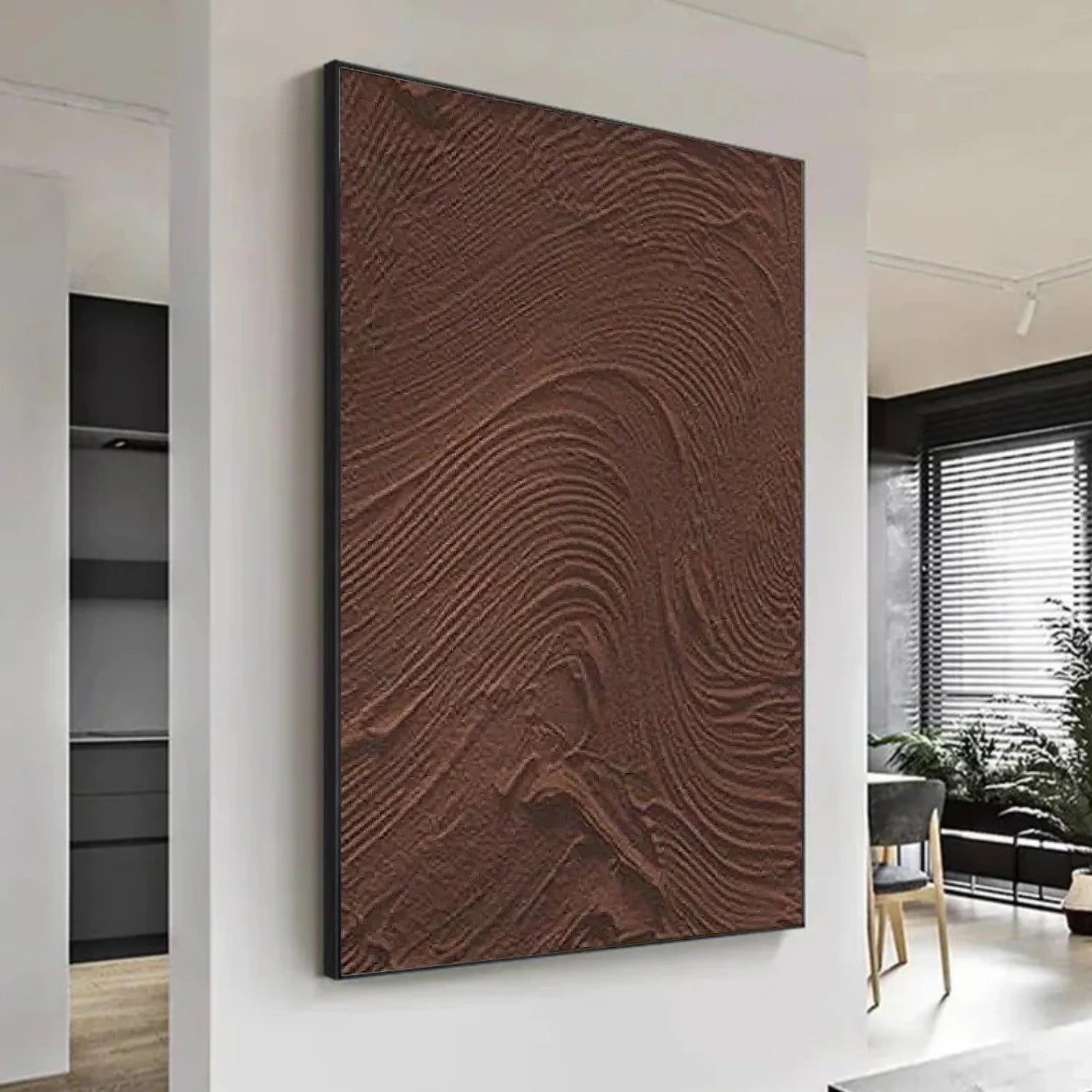 Brown Minimalist Textured Canvas Art #MT136
