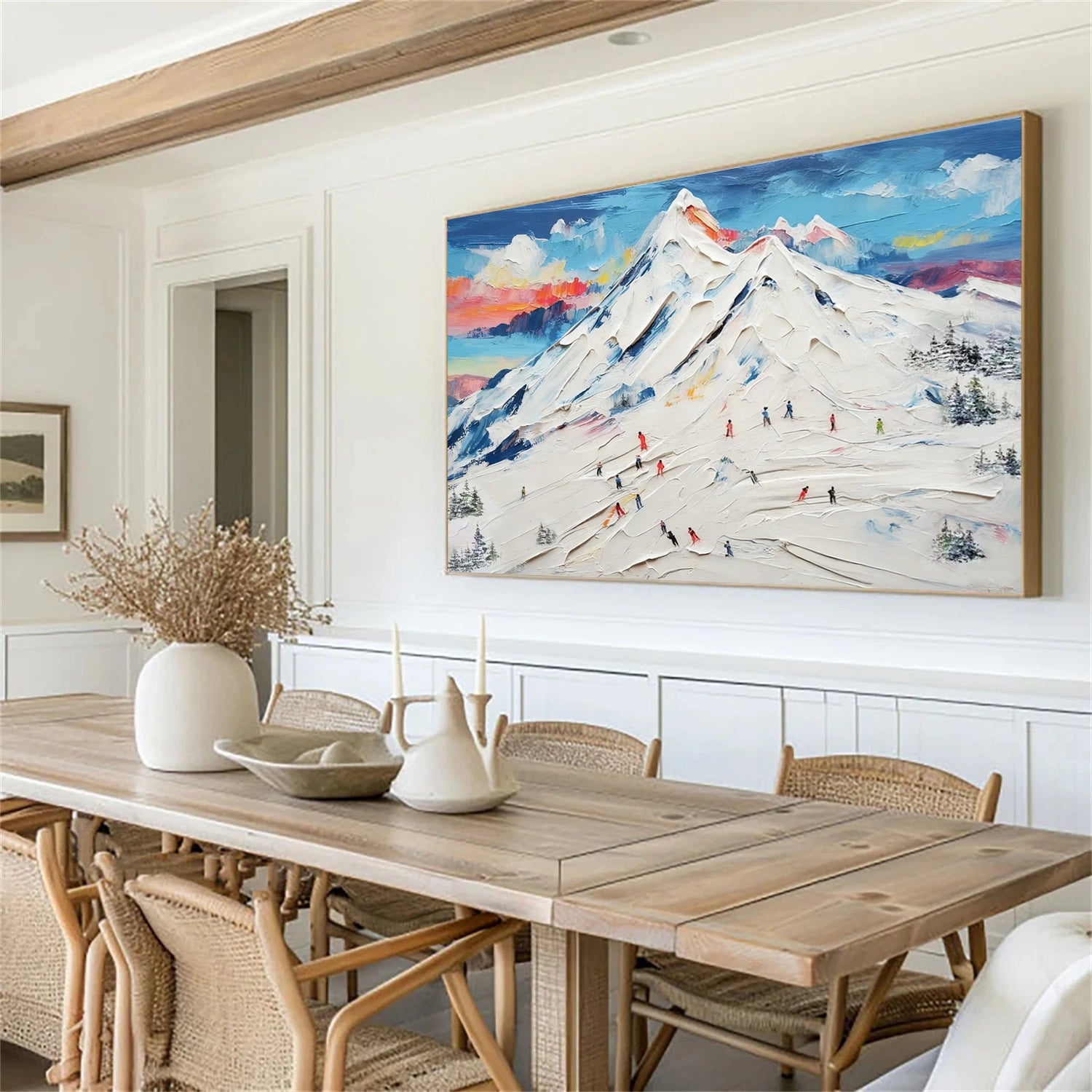 Skiing Sport Textured Wall Art #MS076