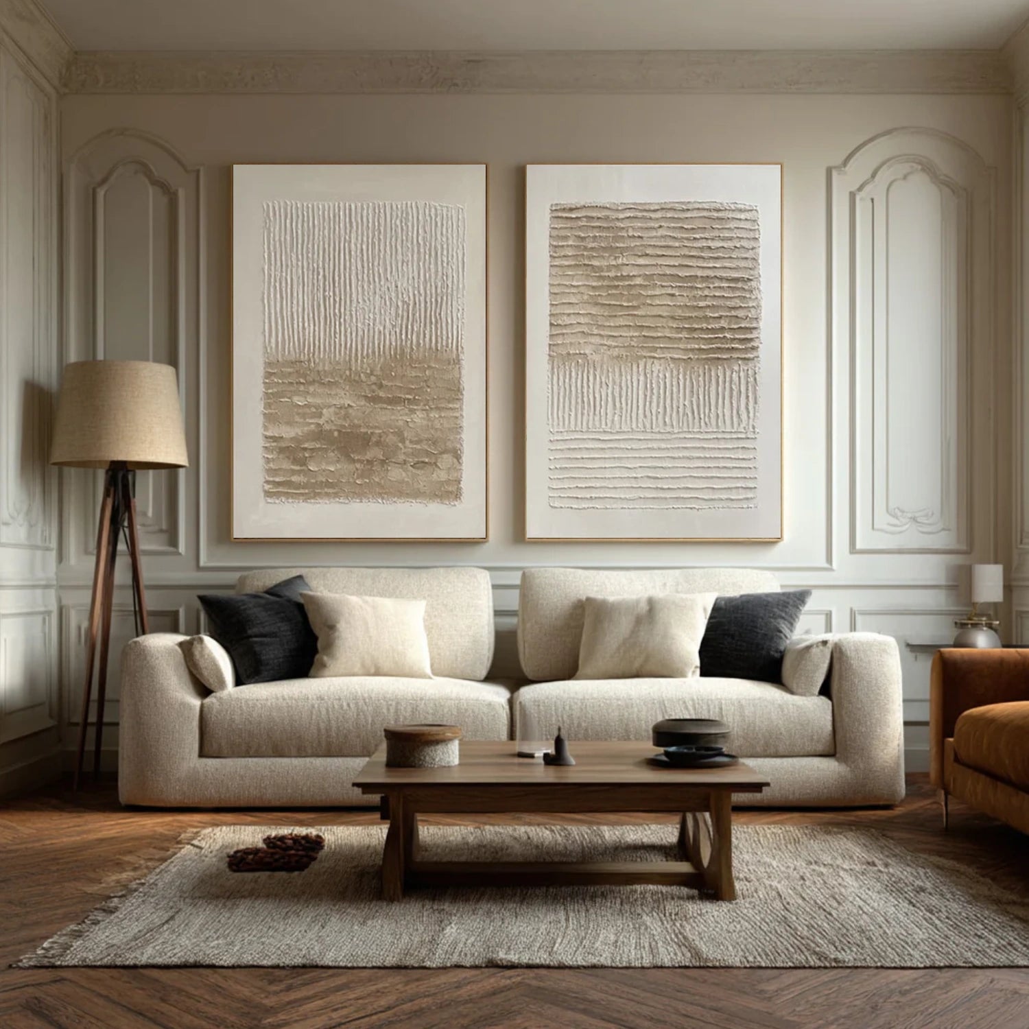 Beige and Brown Wabi Sabi Canvas Art Set of 2