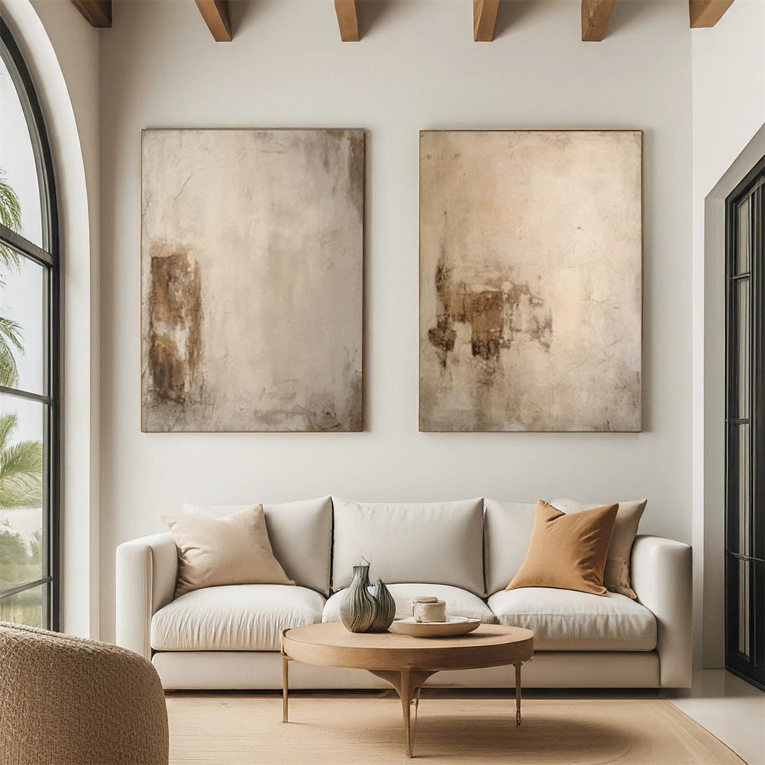 Beige and Brown Wabi Sabi Canvas Art Set of 2 #WS094