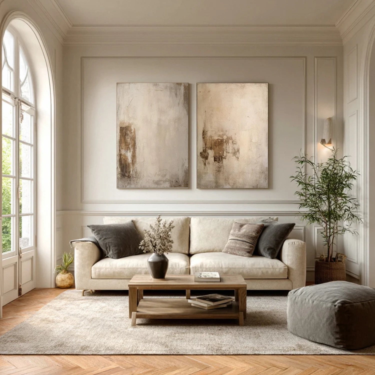 Beige and Brown Wabi Sabi Canvas Art Set of 2 #WS094