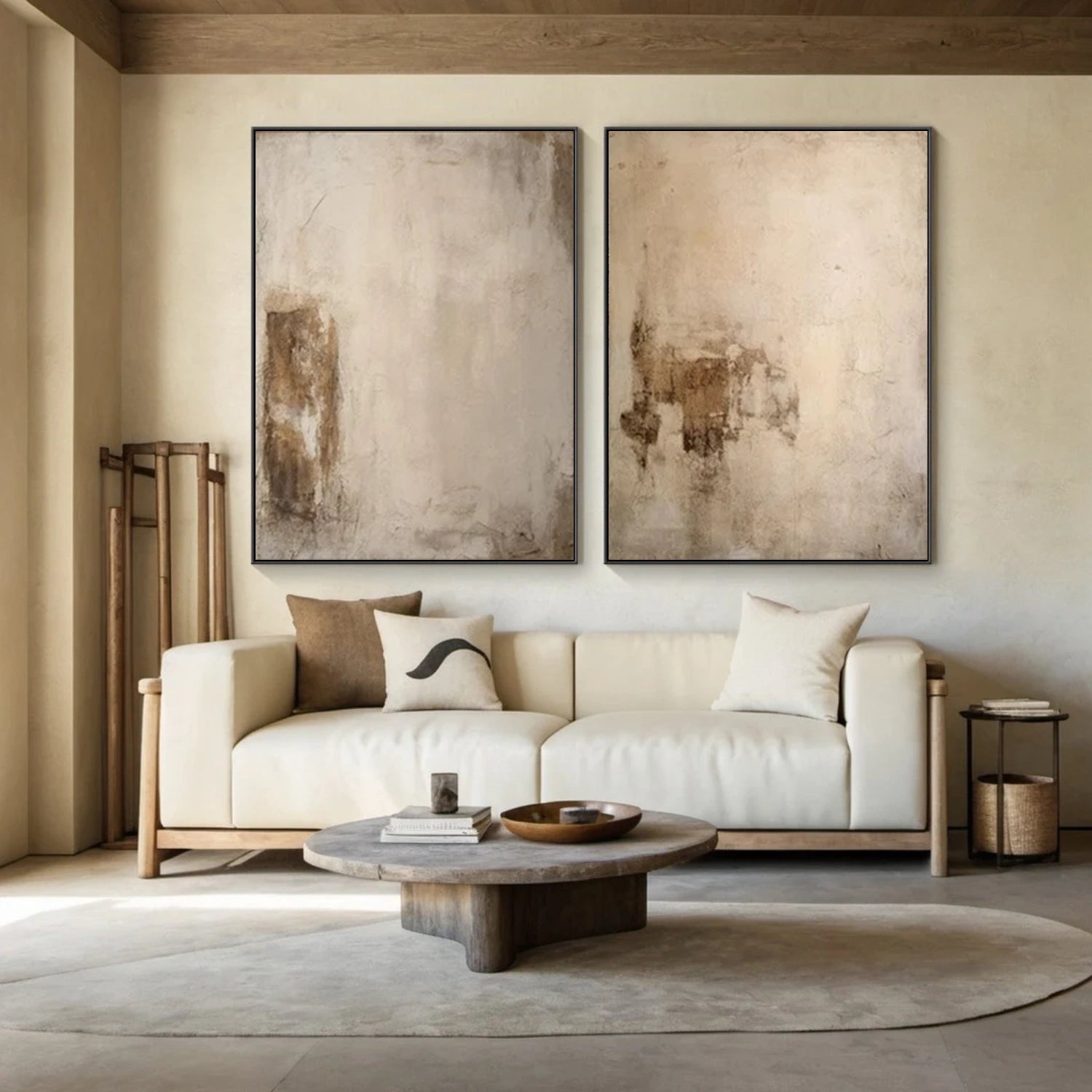 Beige and Brown Wabi Sabi Canvas Art Set of 2 #WS094