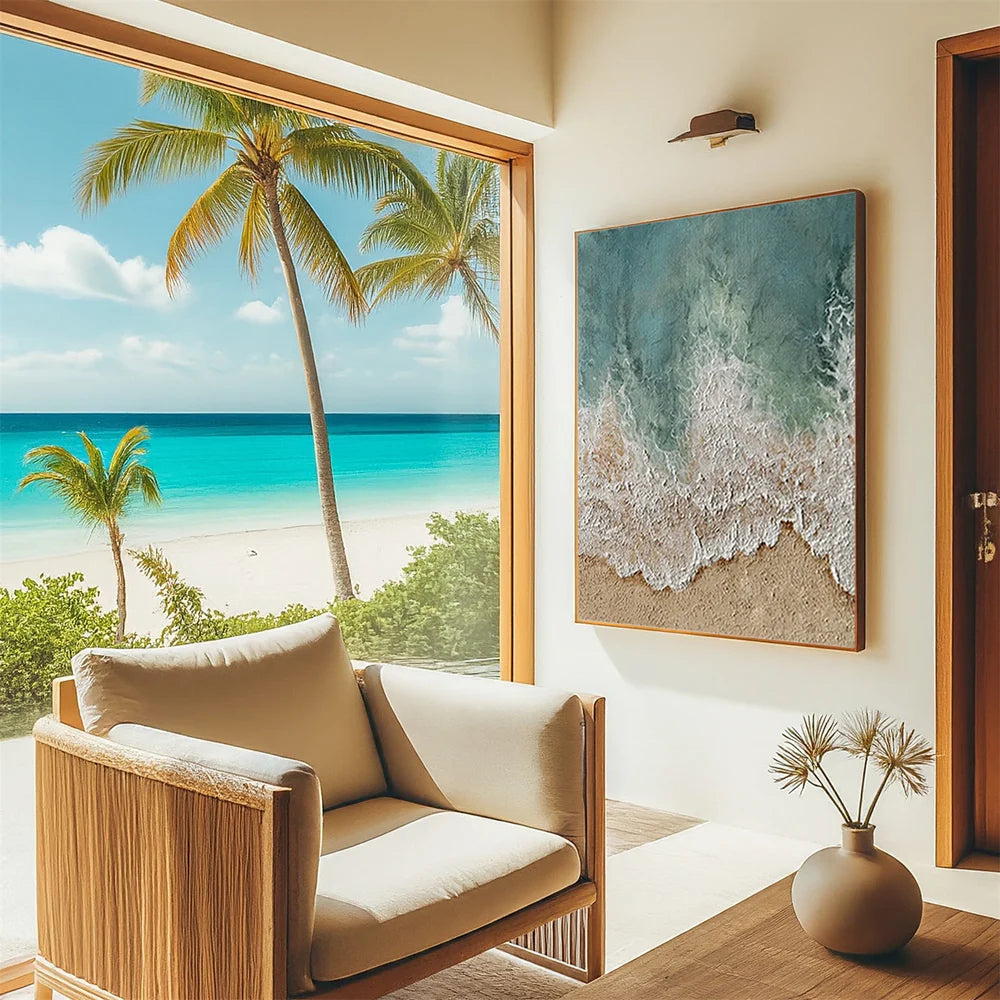 Ocean And Sky Textured Painting Canvas #OS049