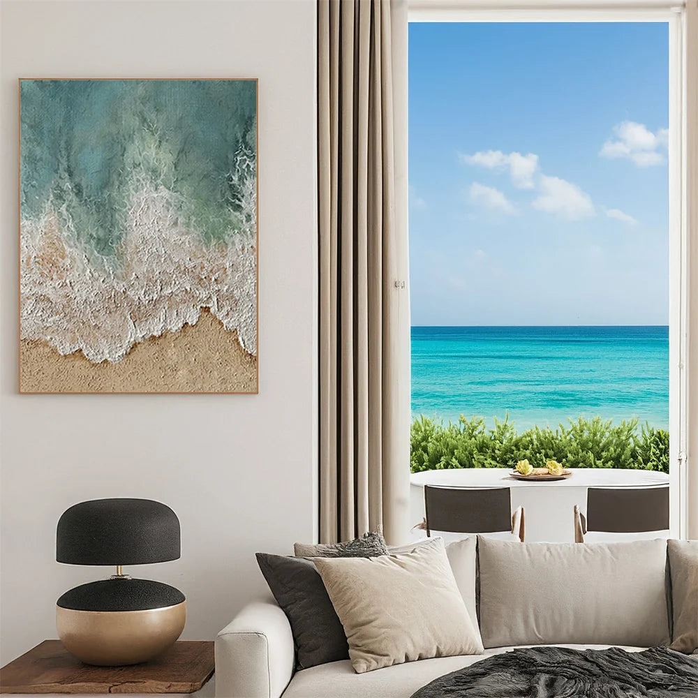 Ocean And Sky Textured Painting Canvas #OS049