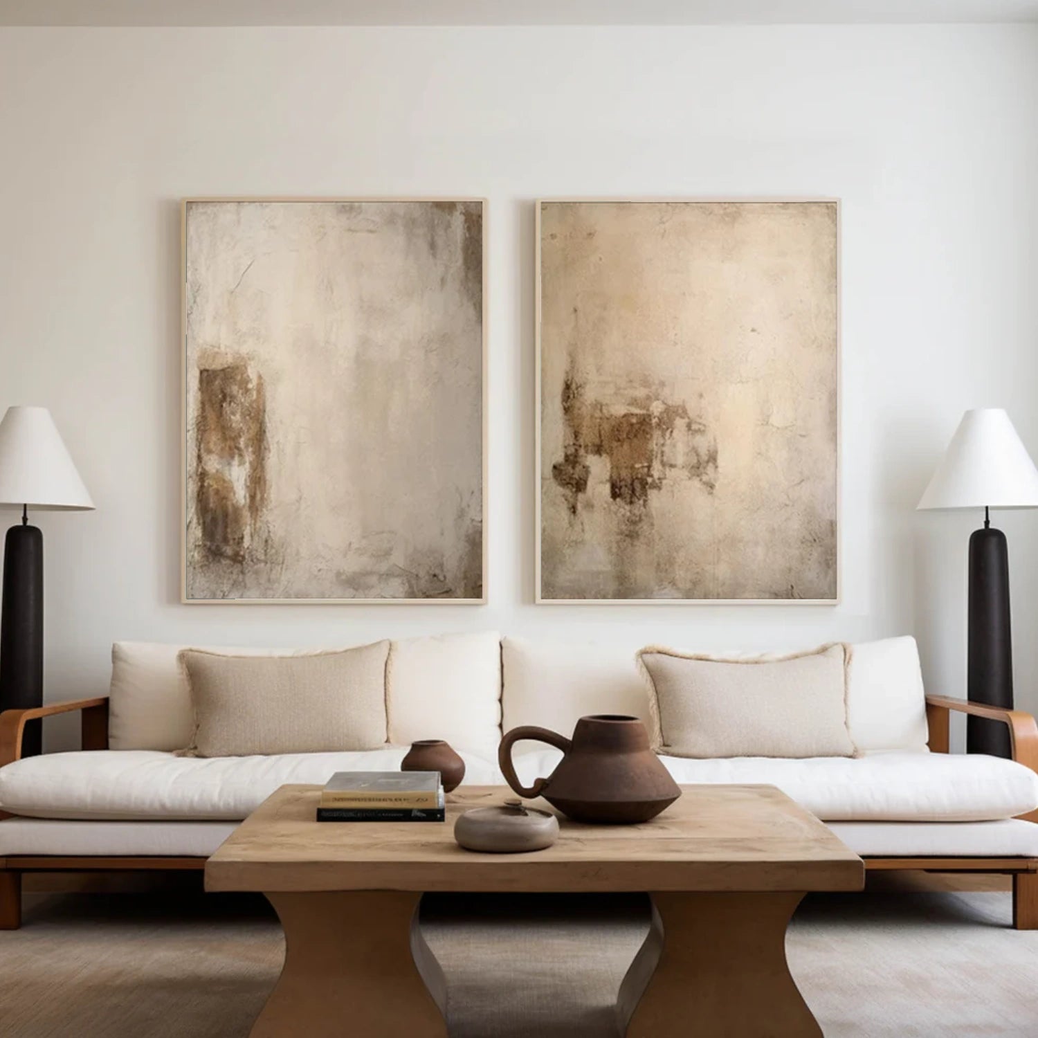 Beige and Brown Wabi Sabi Canvas Art Set of 2 #WS094