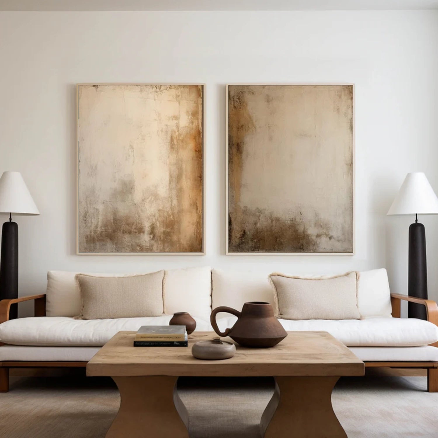 Beige and Brown Wabi Sabi Canvas Art Set of 2 #WS096
