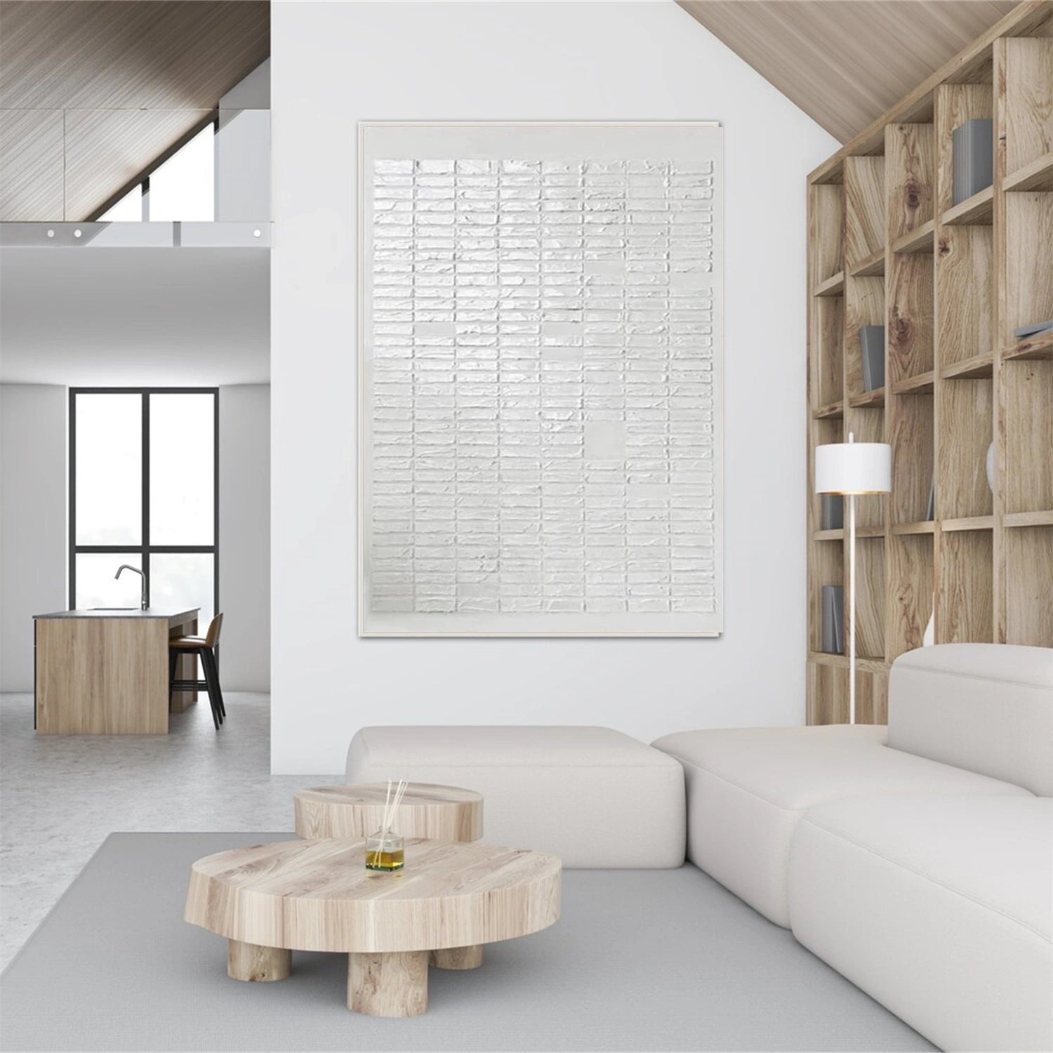 White Minimalist Textured Canvas Art #MT129