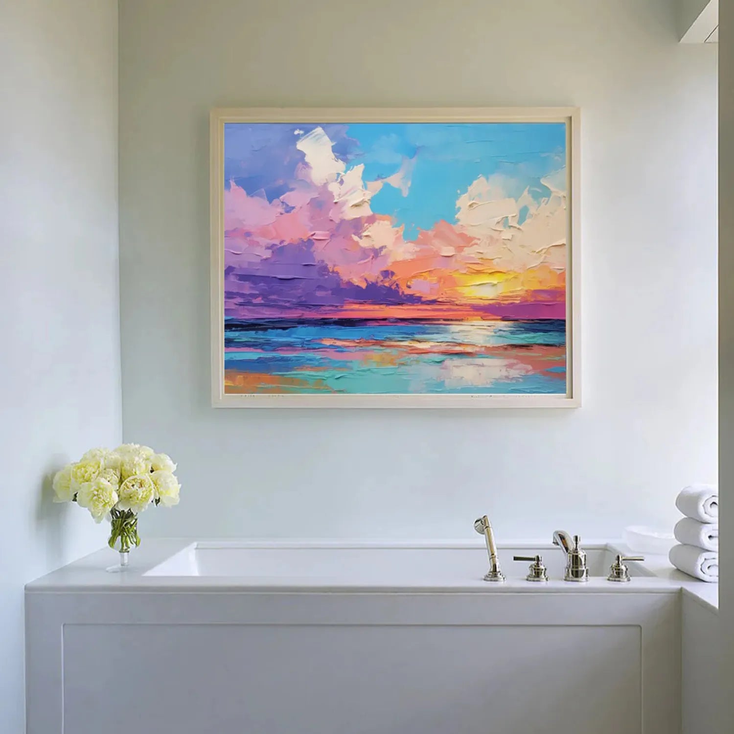 Colorful Ocean Textured Painting Canvas #OP008