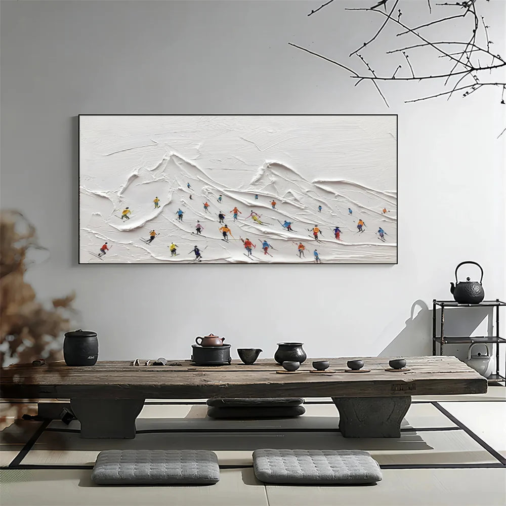 Skiing Sport Textured Wall Art #MS024