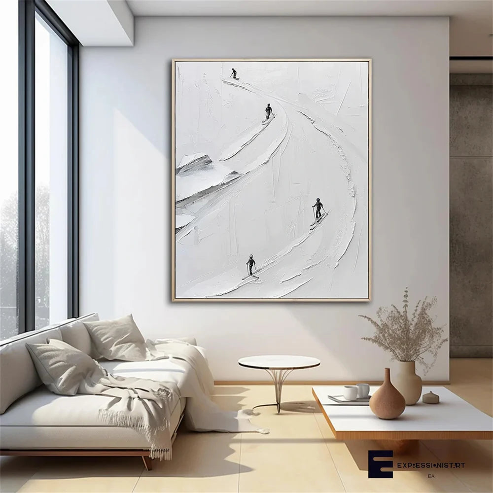 Skiing Sports Textured Painting Canvas #MS006