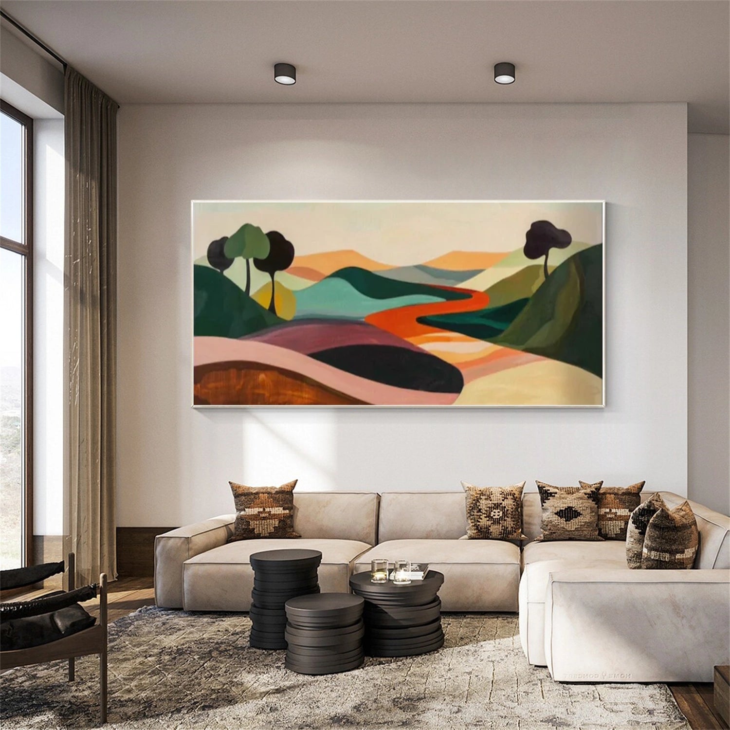 Colorful Abstract Mountain Canvas Art #MO019