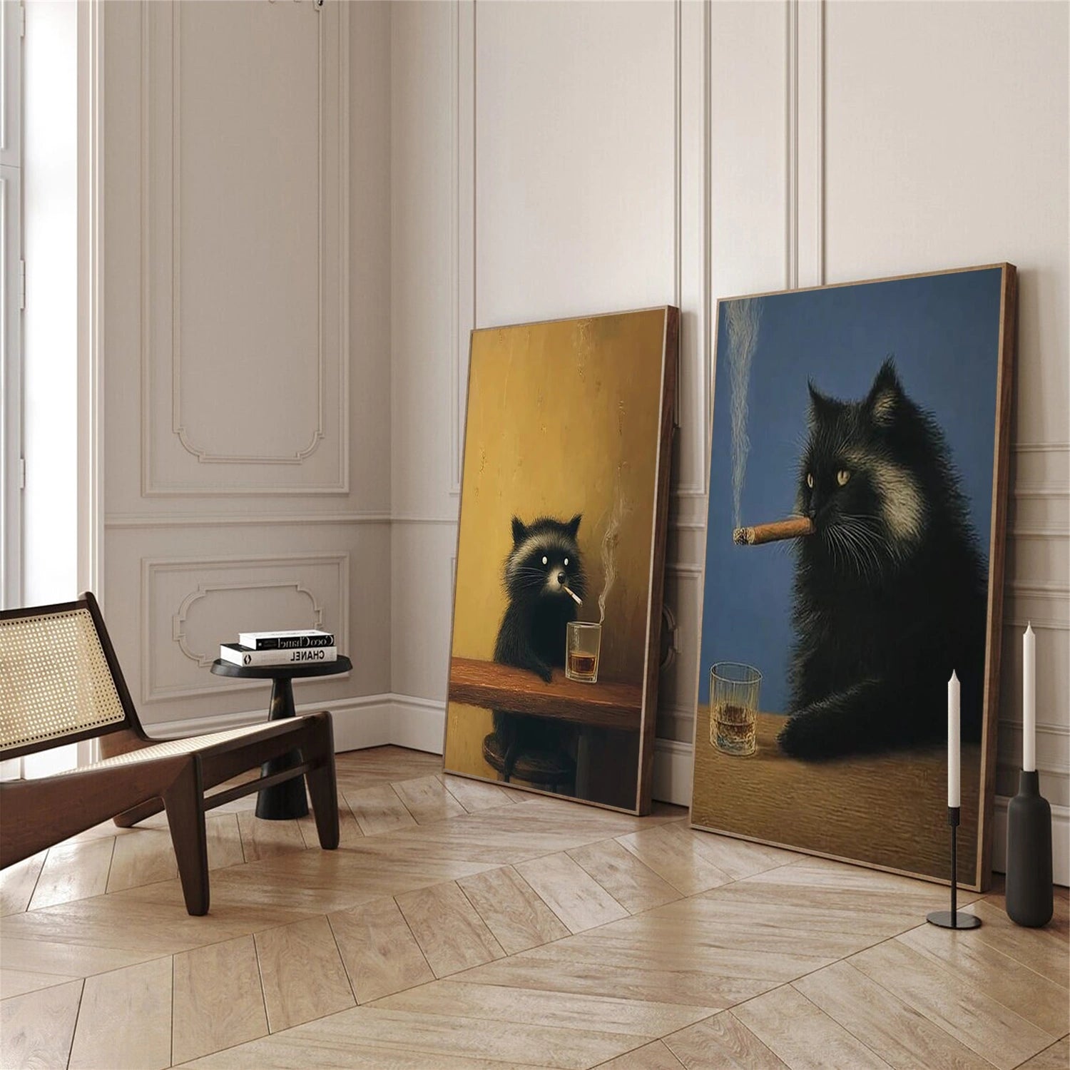 Abstract Animal Cat Wall Art Set of 2 #AC124