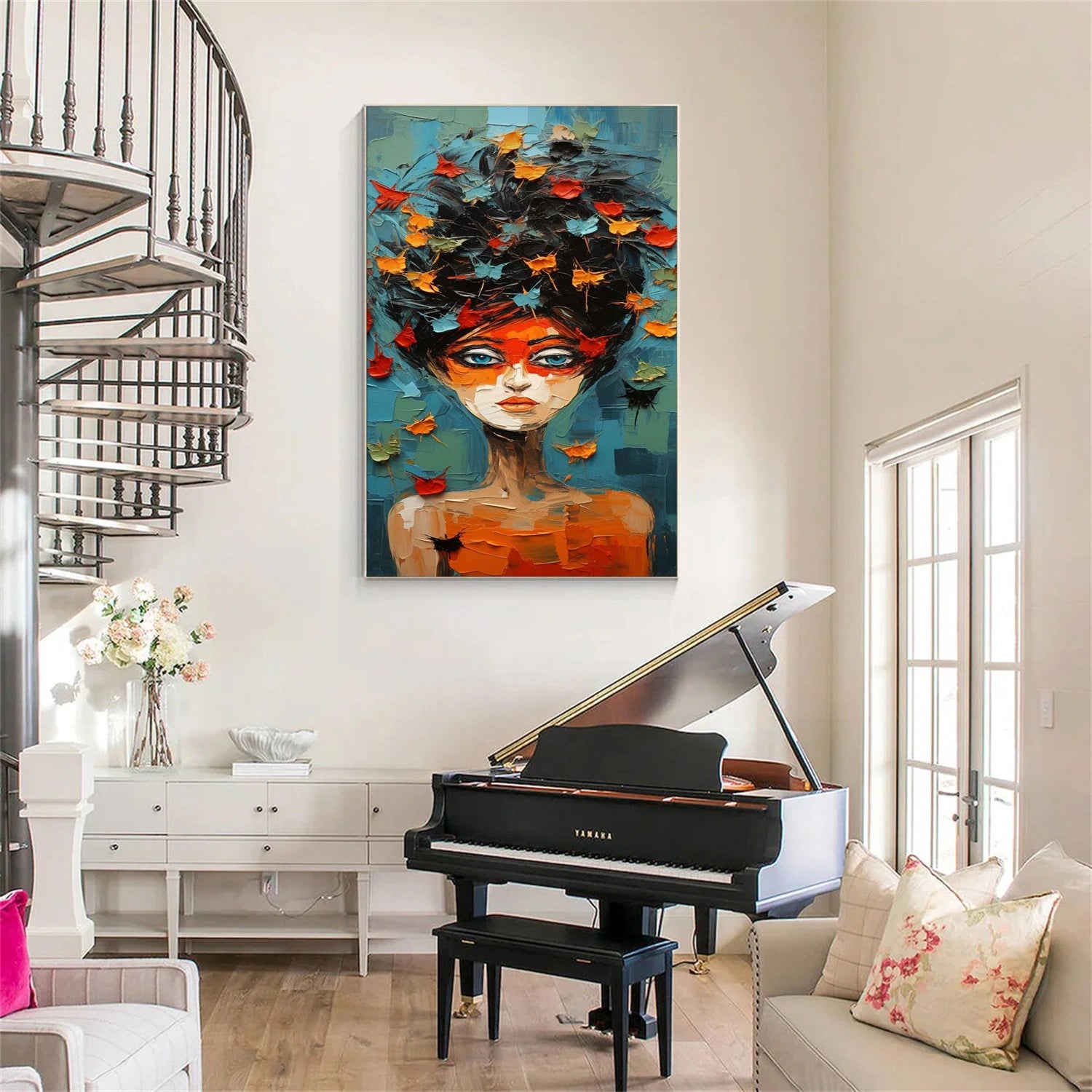Abstract Portrait Textured Canvas Art #AE038