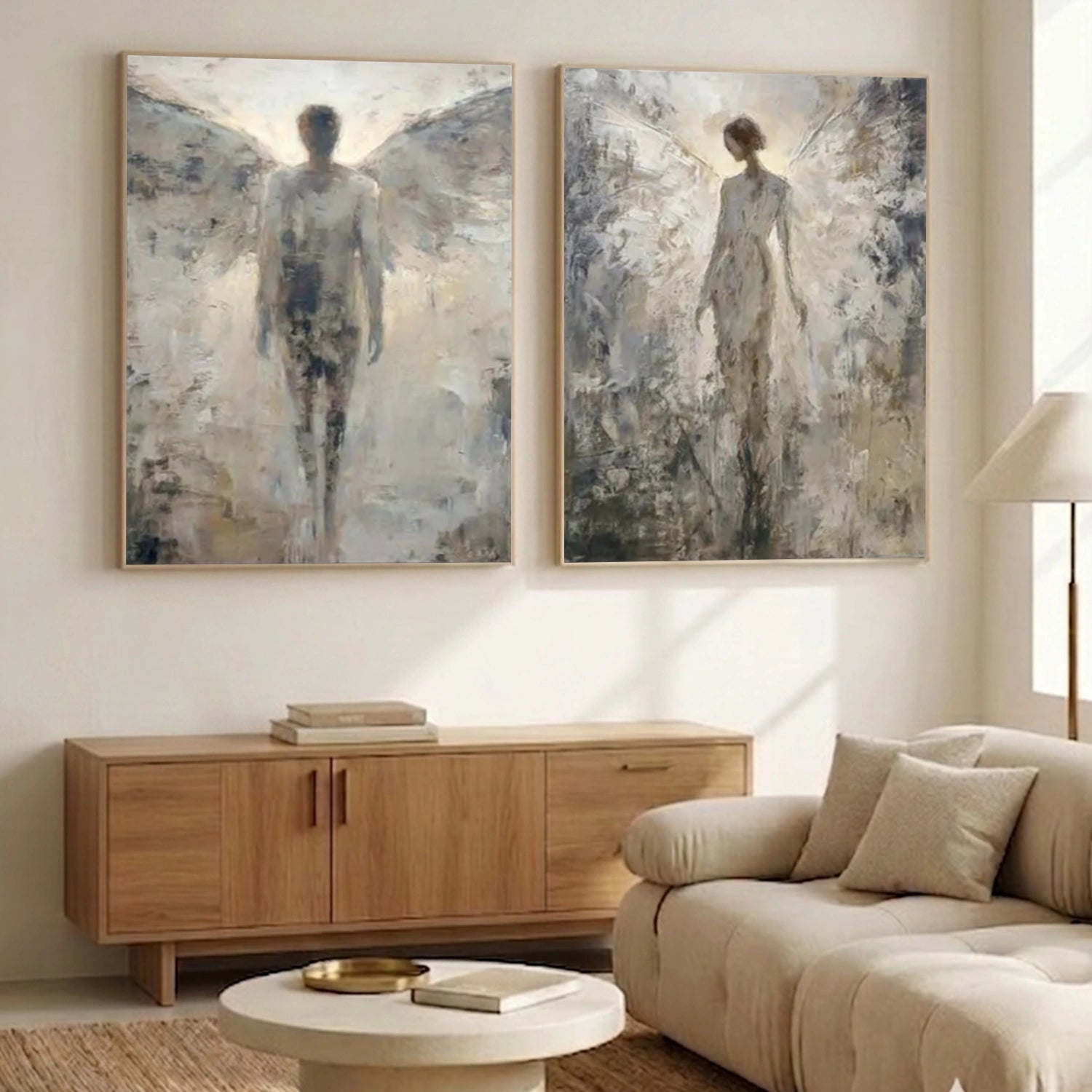Abstract Angel Portrait Canvas Art Set of 2 #AE134