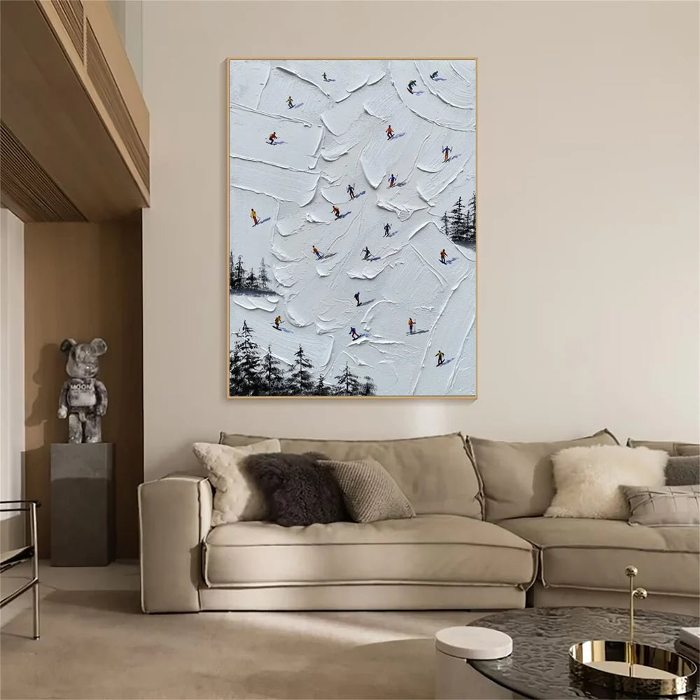Skiing Sport Textured Wall Art #MS018