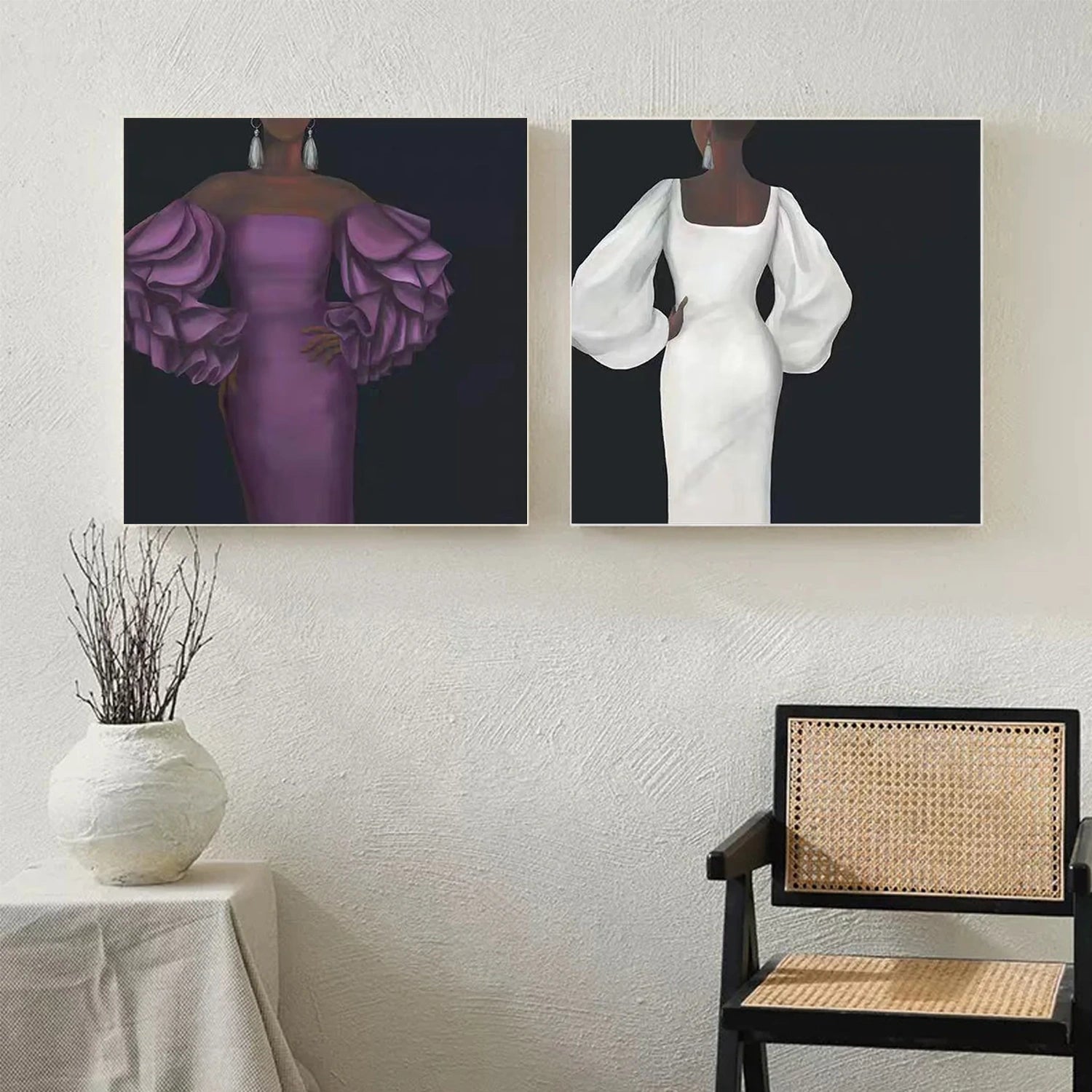 Abstract People Canvas Art Set of 2 #AE030