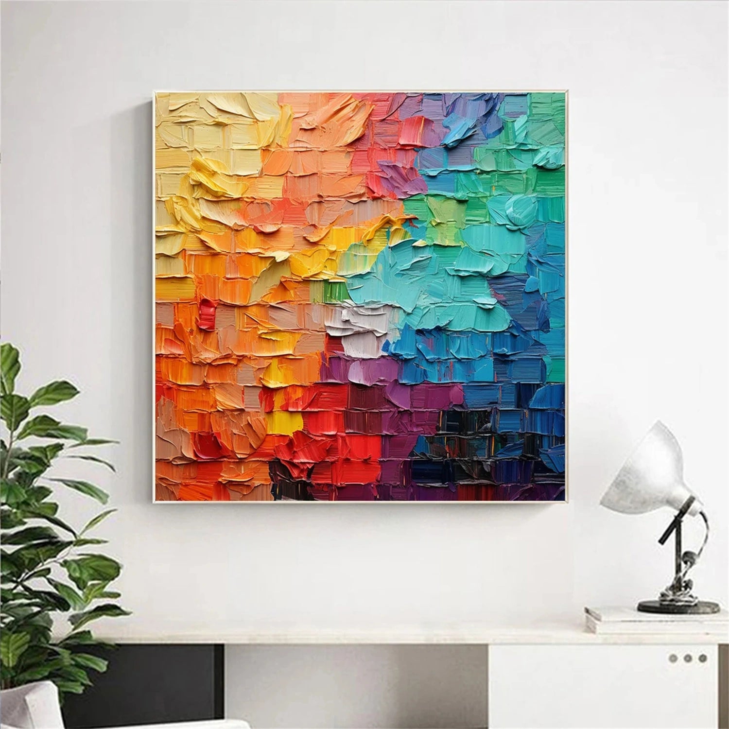 Colorful Abstract Textured Painting Canvas #AT076