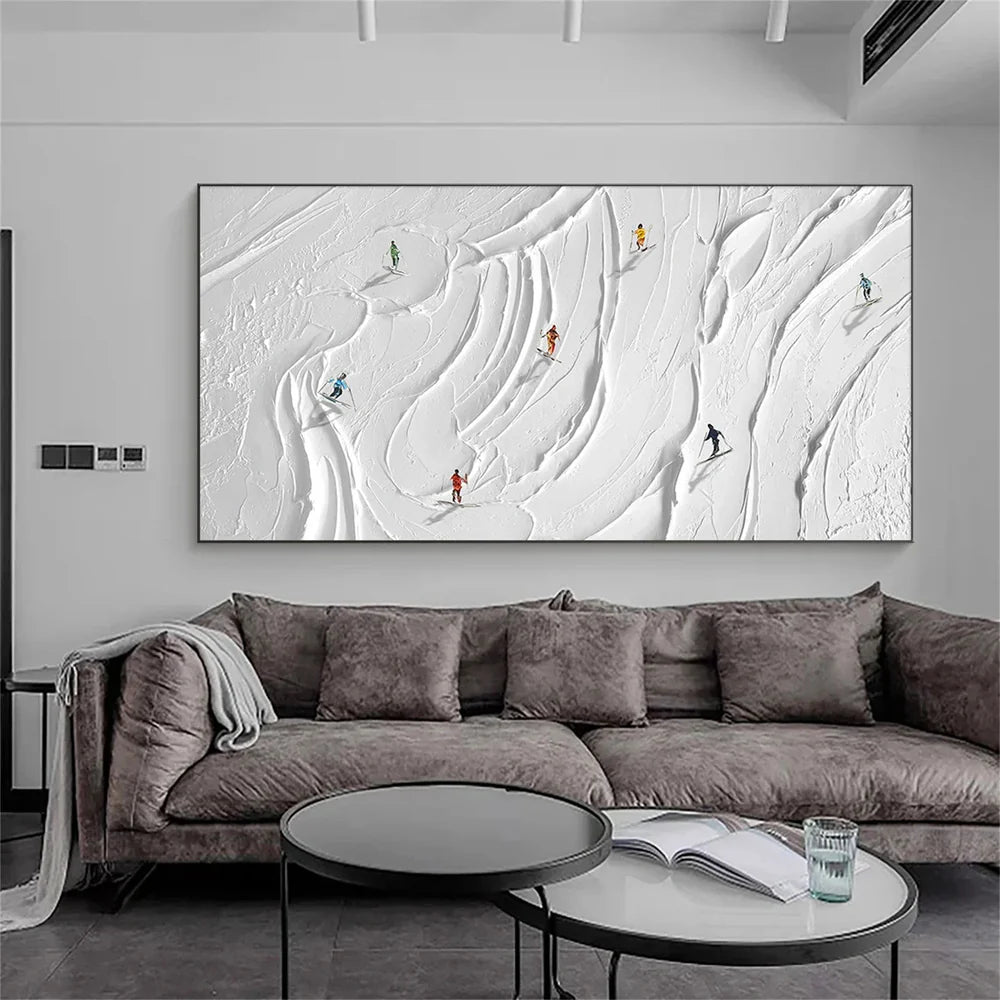 Skiing Sport Textured Wall Art #MS023