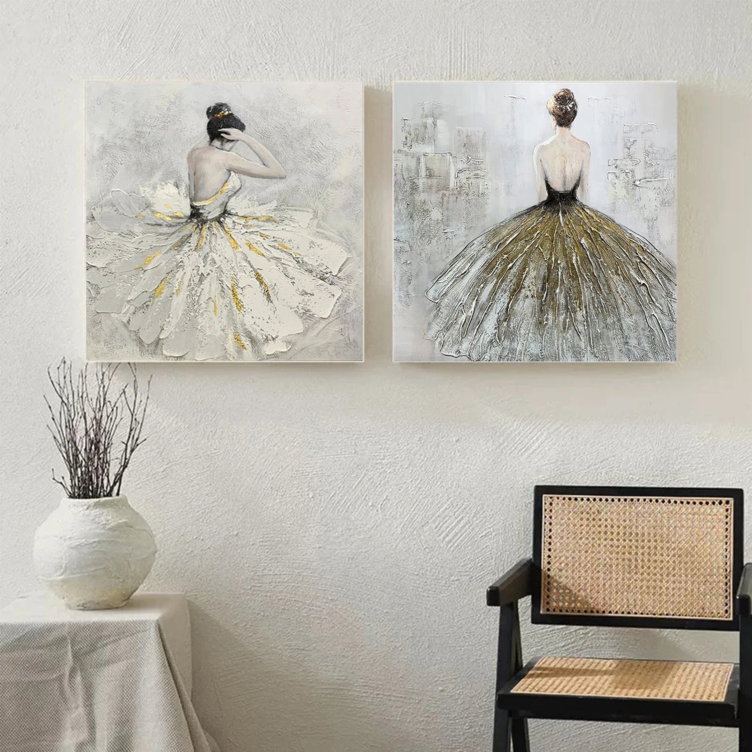 Abstract People Canvas Art Set of 2 #AE033