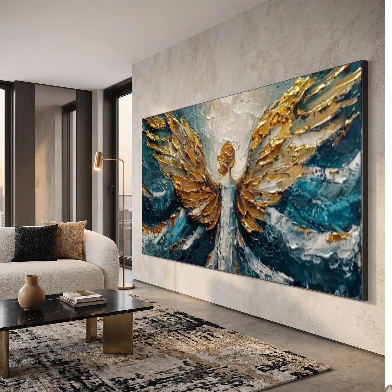 Abstract Angel Portrait Textured Canvas Art #AE132
