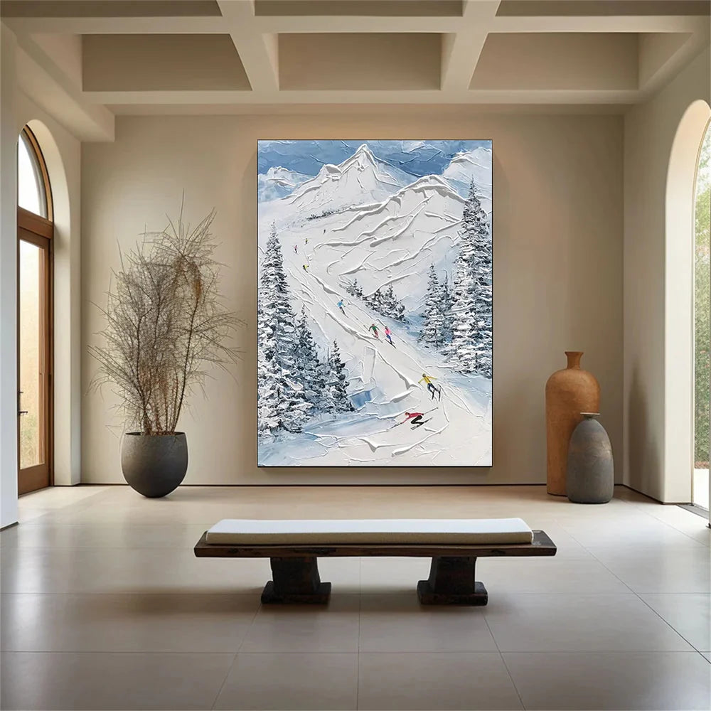 Skiing Sport Textured Wall Art #MS021