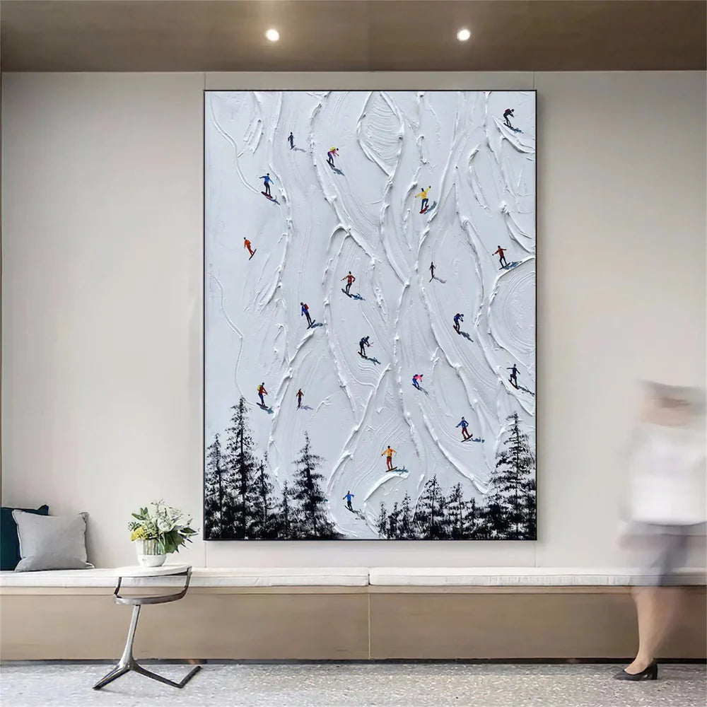 Skiing Sport Textured Wall Art #MS019