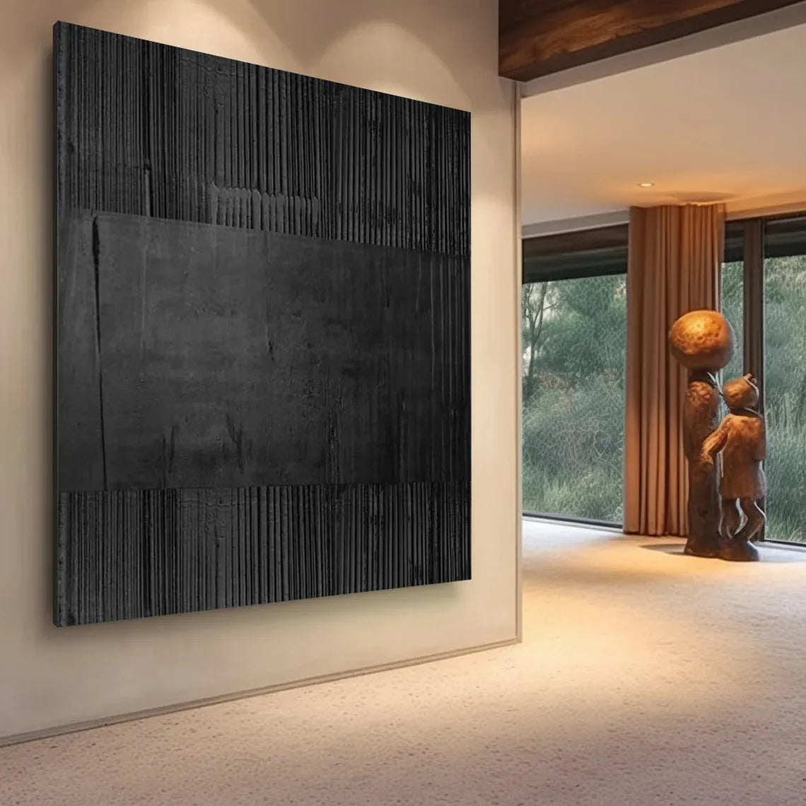 Black Minimalist Textured Canvas #MT060