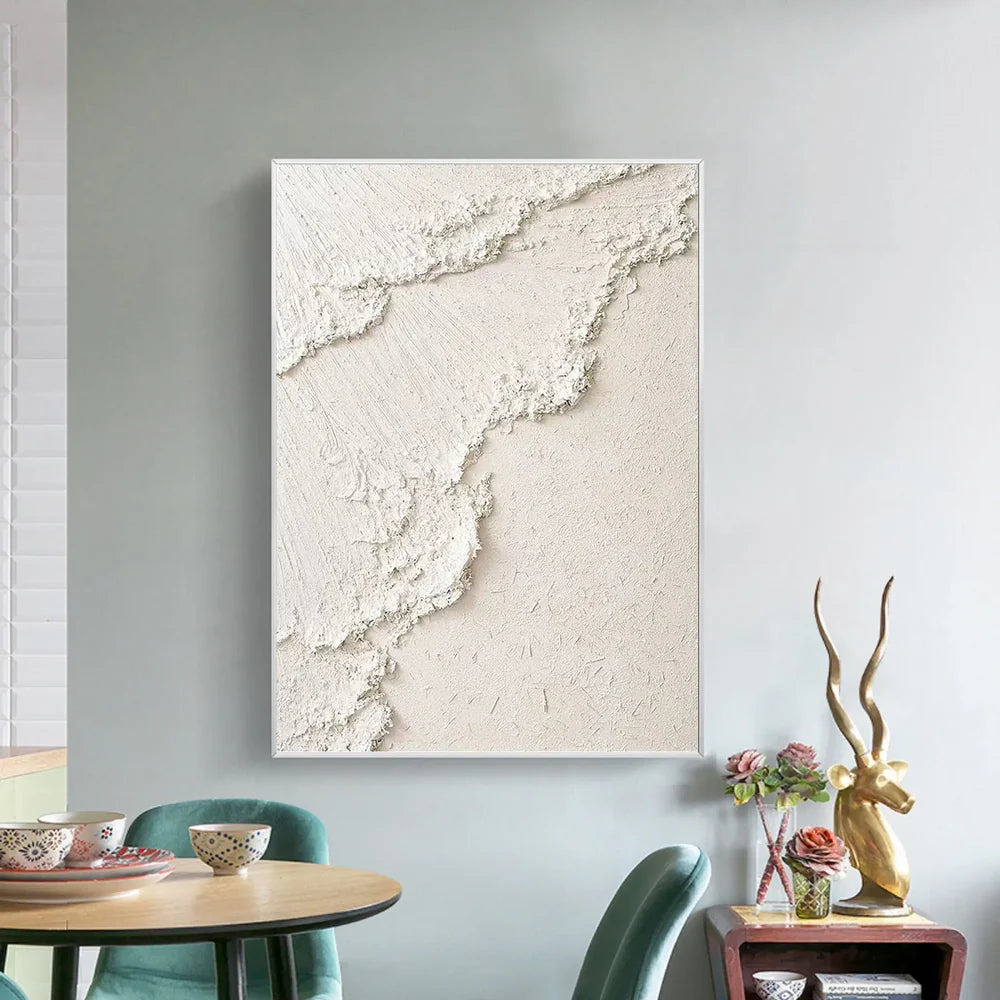 White Minimalist Textured Canvas #MT070