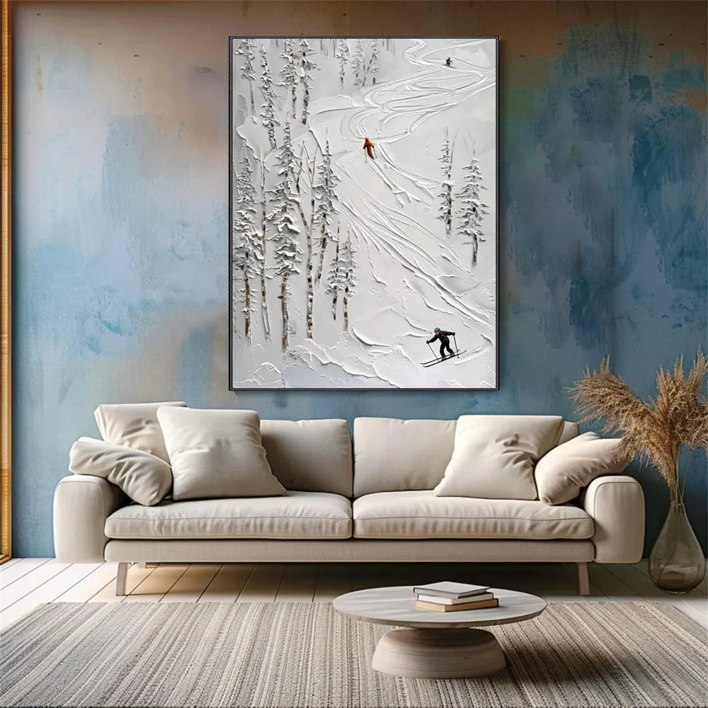 Skiing Sport Textured Wall Art #MS039