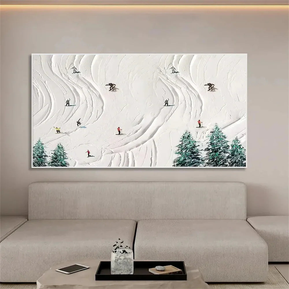 Skiing Sport Textured Wall Art #MS025